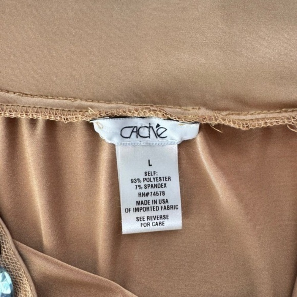Strapless Top Tan Gold Draped‎ Size L - Picture 5 of 5